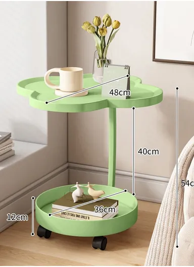 Rolling Bedside Storage Side Table with Wheels Modern Living Room Bedroom Accent Table (L48 x H54)cm - Green