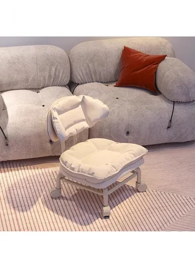 Ergonomic Rotating Low Stool with Casters, Built-In Sponge Swivel Seat and Backrest – Cyan