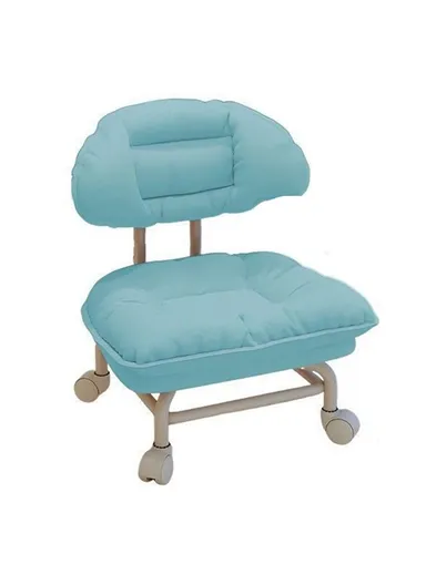 Ergonomic Rotating Low Stool with Casters, Built-In Sponge Swivel Seat and Backrest – Cyan
