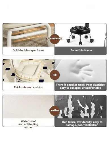 Ergonomic Rotating Low Stool with Casters, Built-In Sponge Swivel Seat and Backrest – Match Green 