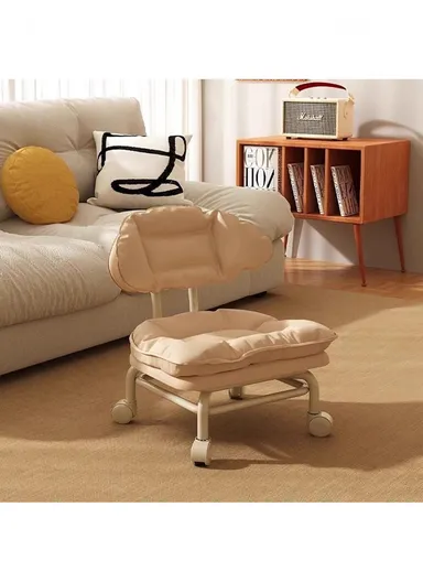 Ergonomic Rotating Low Stool with Casters, Built-In Sponge Swivel Seat and Backrest – Match Green 