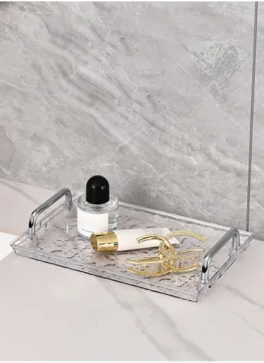 Single Layer Medium Size Cosmetic Organizer Makeup Storage Rack Lipstick Skincare Holder Stand - Transparent White