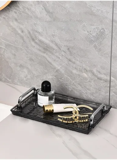 Single Layer Medium Size Cosmetic Organizer Makeup Storage Rack Lipstick Skincare Holder Stand - Transparent Black