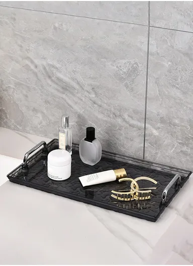 Single Layer Large Size Cosmetic Organizer Makeup Storage Rack Lipstick Skincare Holder Stand - Transparent Black