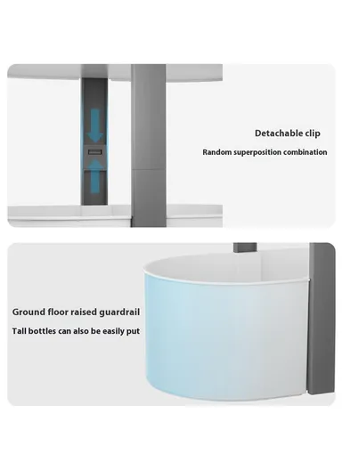 2-Layer Desktop Organizer Basket Multifunctional ABS Storage Rack with Arched Handle - Grey