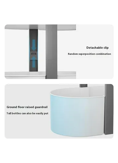 3-Layer Desktop Organizer Basket Multifunctional ABS Storage Rack with Arched Handle - Grey