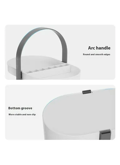 3-Layer Desktop Organizer Basket Multifunctional ABS Storage Rack with Arched Handle - Grey