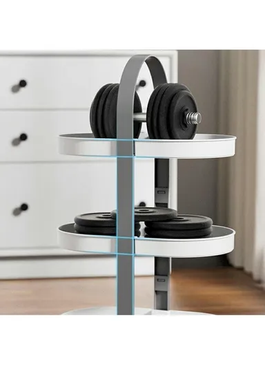 3-Layer Desktop Organizer Basket Multifunctional ABS Storage Rack with Arched Handle - Grey