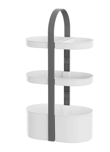 3-Layer Desktop Organizer Basket Multifunctional ABS Storage Rack with Arched Handle - Grey