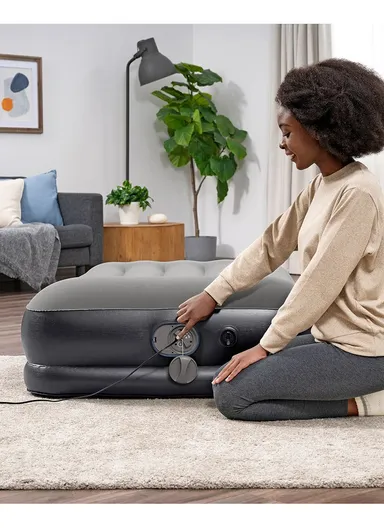 150kg Max Single Airbed Durable Vinyl Mattress with Flocked Top 671BT (L191 x W97 x H36)cm