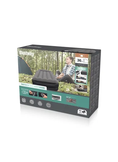 150kg Max Single Airbed Durable Vinyl Mattress with Flocked Top 671BT (L191 x W97 x H36)cm