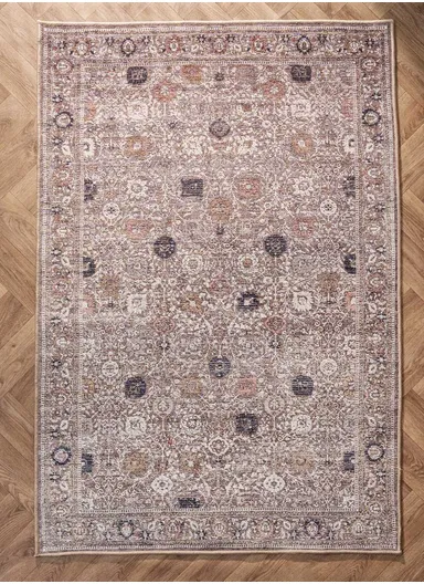 160 x 230 cm Retro Textured Mosaic Decorative Rug - Beige / Anthracite / Cream