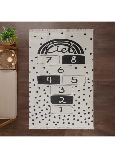 80 x 150 cm Mirror Craft Number Board Double Sided Decorative Rug - Black / White