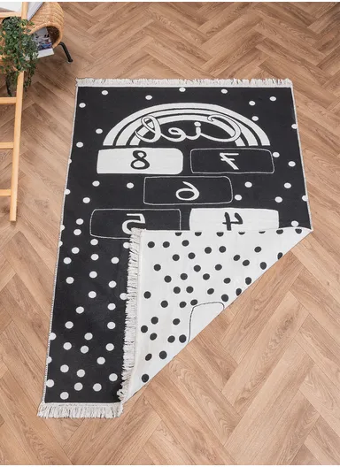 80 x 150 cm Mirror Craft Number Board Double Sided Decorative Rug - Black / White