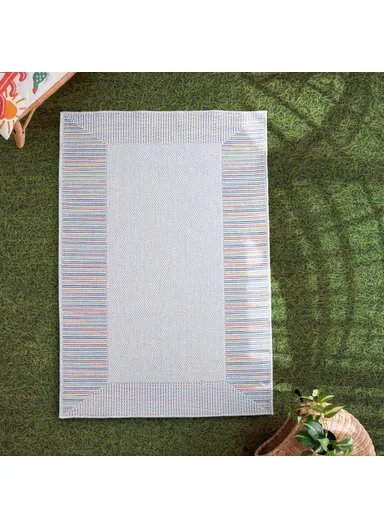 Blossom Aku Aki 200 x 290 cm Jute Decorative Rug Natural - Cream / Green / Yellow / Blue