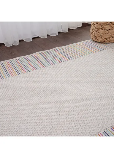 Blossom Aku Aki 200 x 290 cm Jute Decorative Rug Natural - Cream / Green / Yellow / Blue
