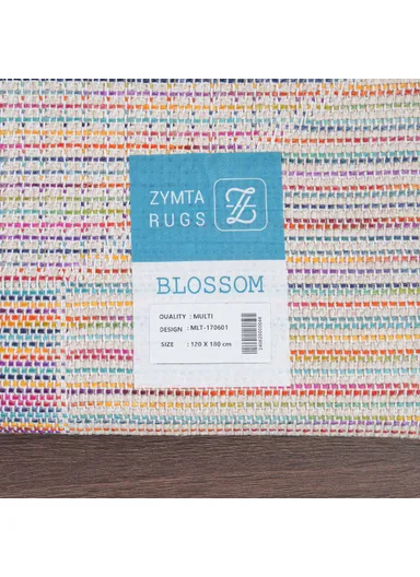 Blossom Aku Aki 200 x 290 cm Jute Decorative Rug Natural - Cream / Green / Yellow / Blue