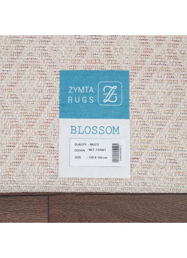 Blossom Lozzy 160 x 230 cm Jute Decorative Rug Natural - Cream / Yellow / Orange / Blue