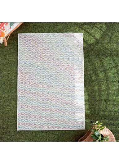 Blossom Lozzy 200 x 290 cm Jute Decorative Rug Natural - Cream / Yellow / Orange / Blue