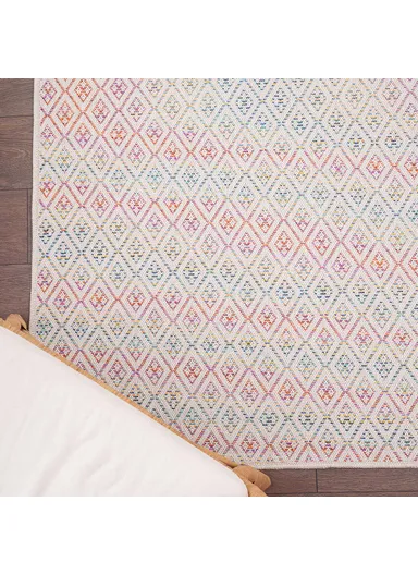 Blossom Lozzy 200 x 290 cm Jute Decorative Rug Natural - Cream / Yellow / Orange / Blue