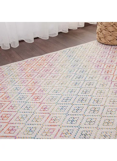 Blossom Lozzy 240 x 340 cm Jute Decorative Rug Natural - Cream / Yellow / Orange / Blue