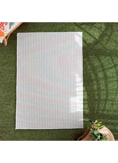 Blossom Vert Stripes 160 x 230 cm Jute Decorative Rug Natural - Cream / Yellow / Orange / Blue