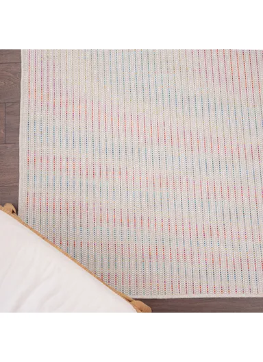 Blossom Vert Stripes 160 x 230 cm Jute Decorative Rug Natural - Cream / Yellow / Orange / Blue