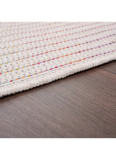 Blossom Vert Stripes 200 x 290 cm Jute Decorative Rug Natural - Cream / Yellow / Orange / Blue