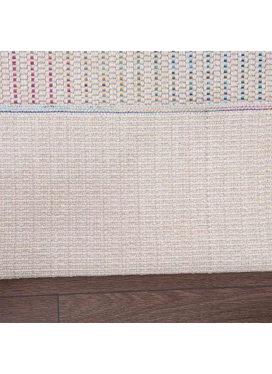 Blossom Vert Stripes 200 x 290 cm Jute Decorative Rug Natural - Cream / Yellow / Orange / Blue