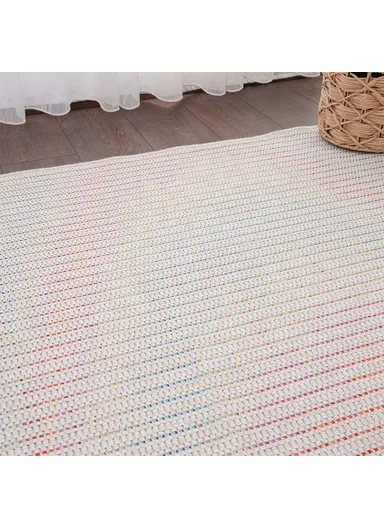 Blossom Vert Stripes 240 x 340 cm Jute Decorative Rug Natural - Cream / Yellow / Orange / Blue