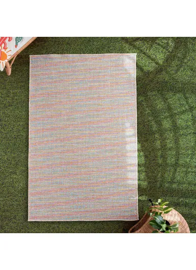 Blossom Waffle 160 x 230 cm Jute Decorative Rug Natural - Beige / Yellow / Blue / Orange