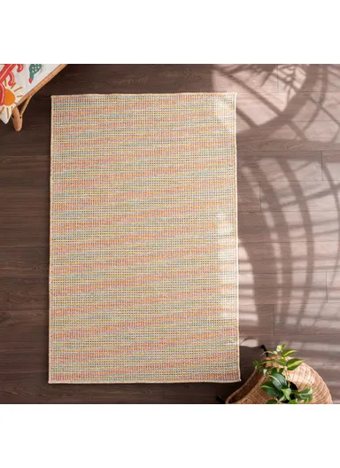 Blossom Waffle 160 x 230 cm Jute Decorative Rug Natural - Beige / Yellow / Blue / Orange