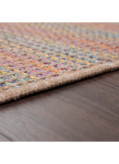 Blossom Waffle 160 x 230 cm Jute Decorative Rug Natural - Beige / Yellow / Blue / Orange