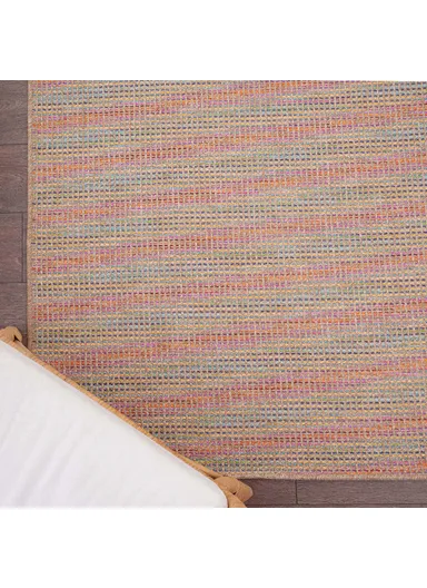 Blossom Waffle 160 x 230 cm Jute Decorative Rug Natural - Beige / Yellow / Blue / Orange