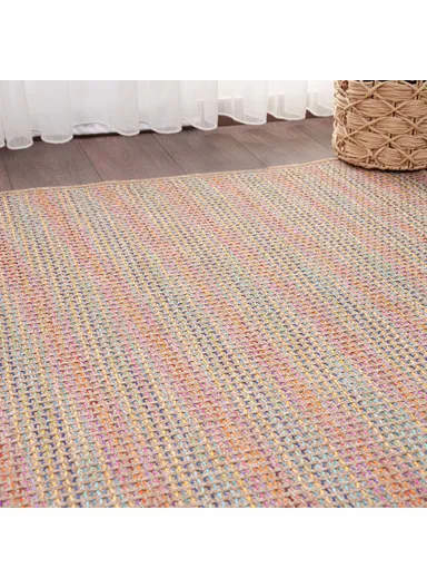 Blossom Waffle 160 x 230 cm Jute Decorative Rug Natural - Beige / Yellow / Blue / Orange