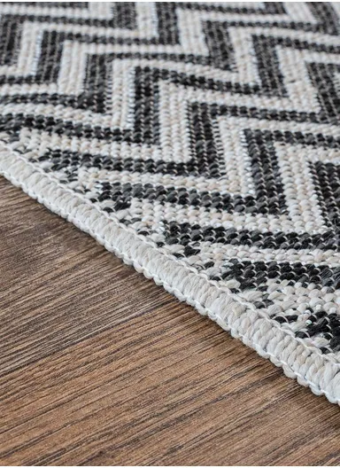 Caramel Dash 200 x 290 cm Jute Decorative Rug Natural - Cream / Anthracite