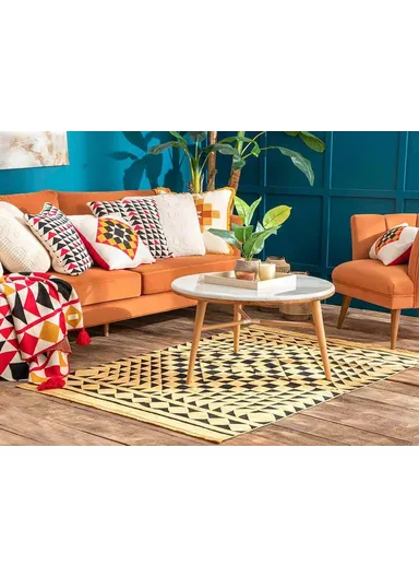 Marbella Woven Carpet 120 x 180 Cm - Mustard / Black