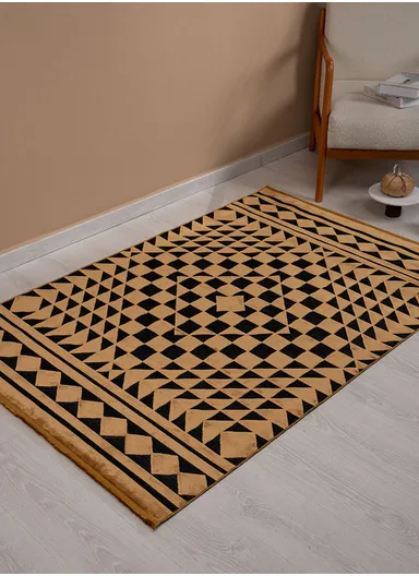 Marbella Woven Carpet 120 x 180 Cm - Mustard / Black