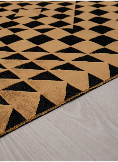 Marbella Woven Carpet 120 x 180 Cm - Mustard / Black