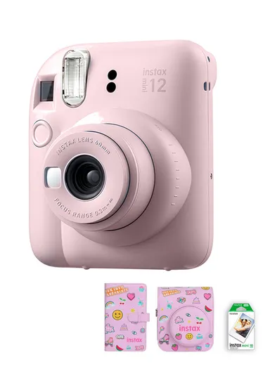 Mini 12 Instant Camera Compact Design, Selfie Mirror &amp; Auto Exposure FUJLSMINI12PROMOGREEN - Pink