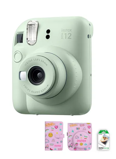 Mini 12 Instant Camera Compact Design, Selfie Mirror &amp; Auto Exposure FUJLSMINI12PROMOGREEN - Green