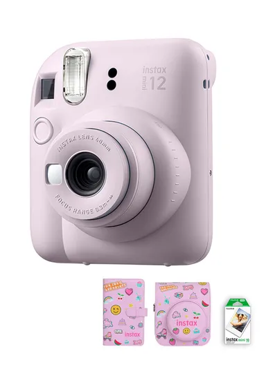 Mini 12 Instant Camera Compact Design, Selfie Mirror &amp; Auto Exposure FUJLSMINI12PROMOPURPLE - Purple