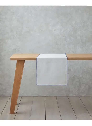 Arcane Polyester Runner 40x140 cm White - Navy Blue