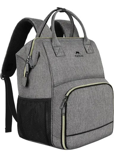 Laptop Backpack with Insulated Leakproof Lunch Compartment &amp; USB Charging Port - Grey