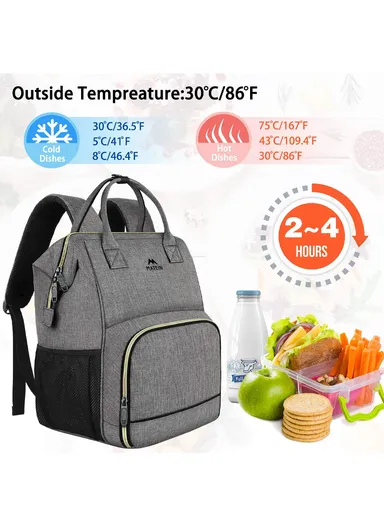 Laptop Backpack with Insulated Leakproof Lunch Compartment &amp; USB Charging Port - Grey