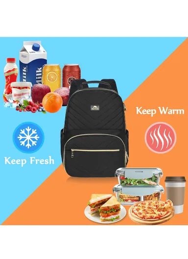 Leakproof Women's Laptop Backpack with Lunch Box Compartment &amp; USB Port 1341 - Black