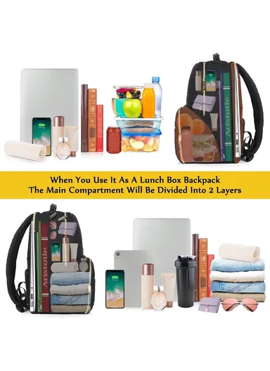 Leakproof Women's Laptop Backpack with Lunch Box Compartment &amp; USB Port 1341 - Black