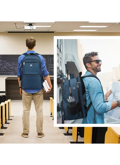 Warm &amp; Cold Lunch Backpack, Water-Resistant Laptop Backpack with USB Port - Blue