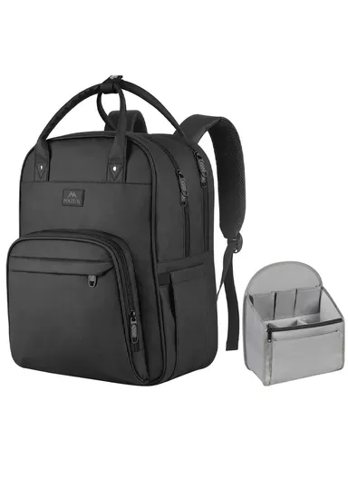 Large Capacity Nurse Backpack with Laptop Sleeve &amp; Travel Strap - Black