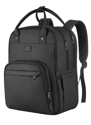 Large Capacity Nurse Backpack with Laptop Sleeve &amp; Travel Strap - Black